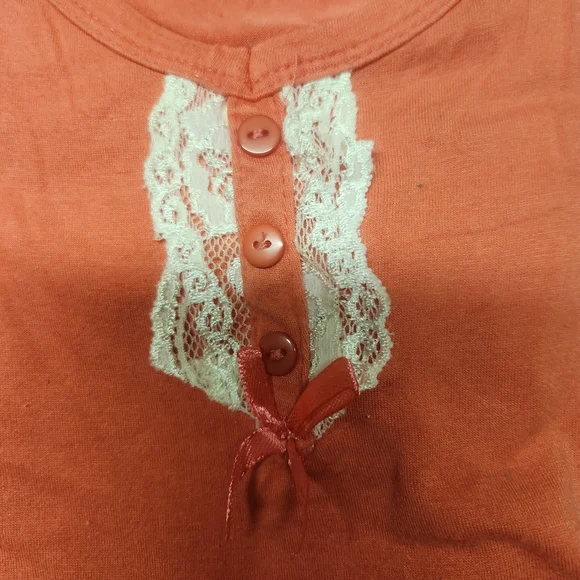 Kathy Ireland Sleepwear Coral and White Stripped wode Leg Pants & Tee Pajama Set - Picture 2 of 9